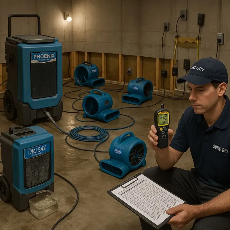 Structural Drying and Dehumidification process in Sarita, TX